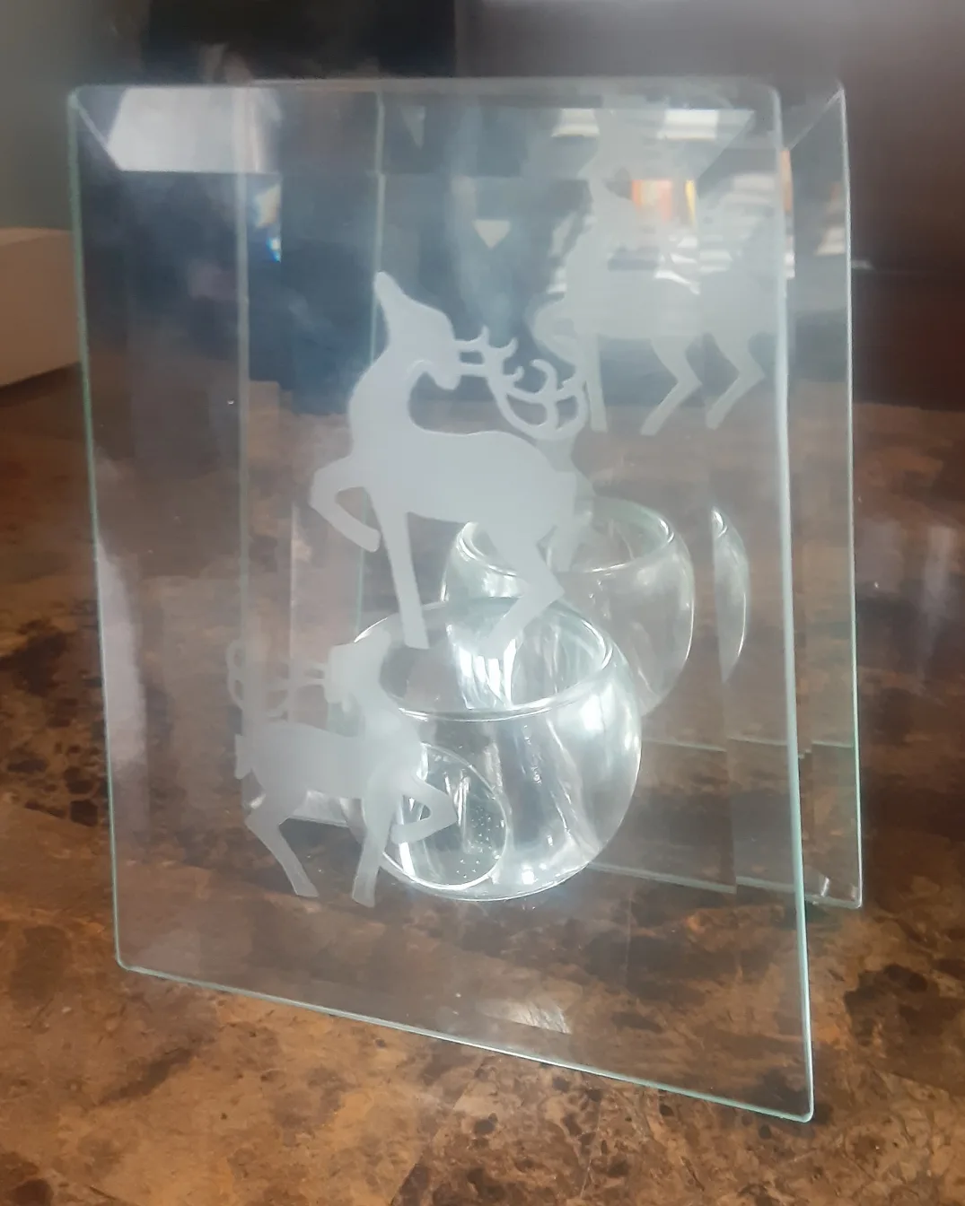Glass Candle Holder with Reindeer Design image indicator(5)