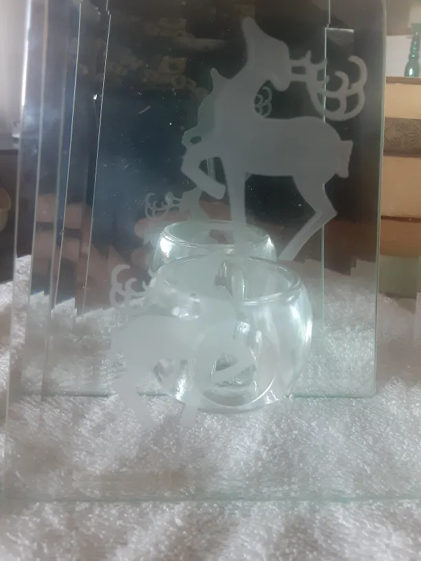 Glass Candle Holder with Reindeer Design image indicator(8)