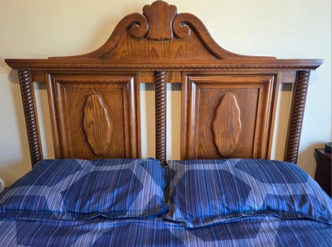 Vintage Wood Bedroom Set - Dresser, Headboard, Nightstand image indicator(3)