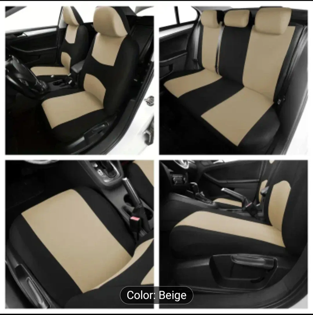 Beige & Black Car Seat Covers - Full Set image indicator(2)