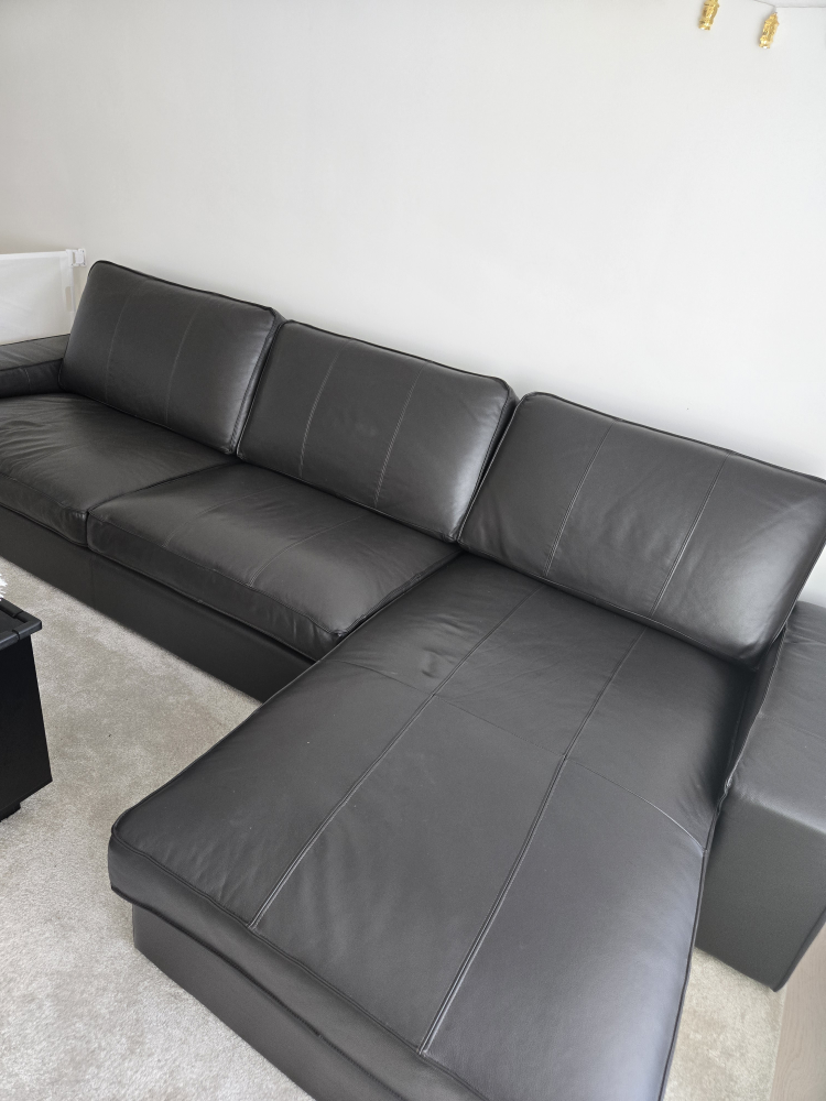 IKEA Dark Leather Sectional Sofa