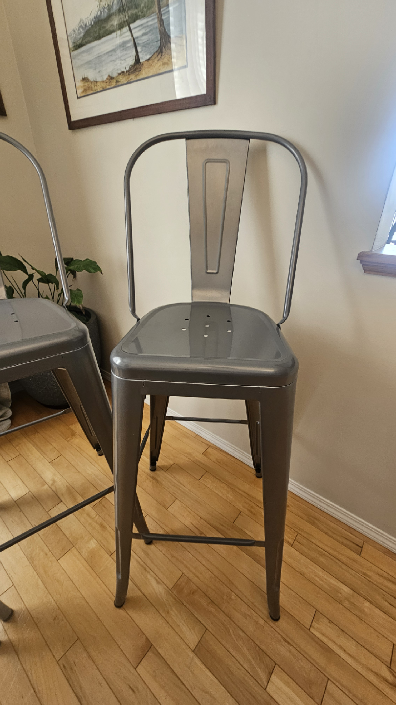 3 matching Metal Bar Stools - Silver