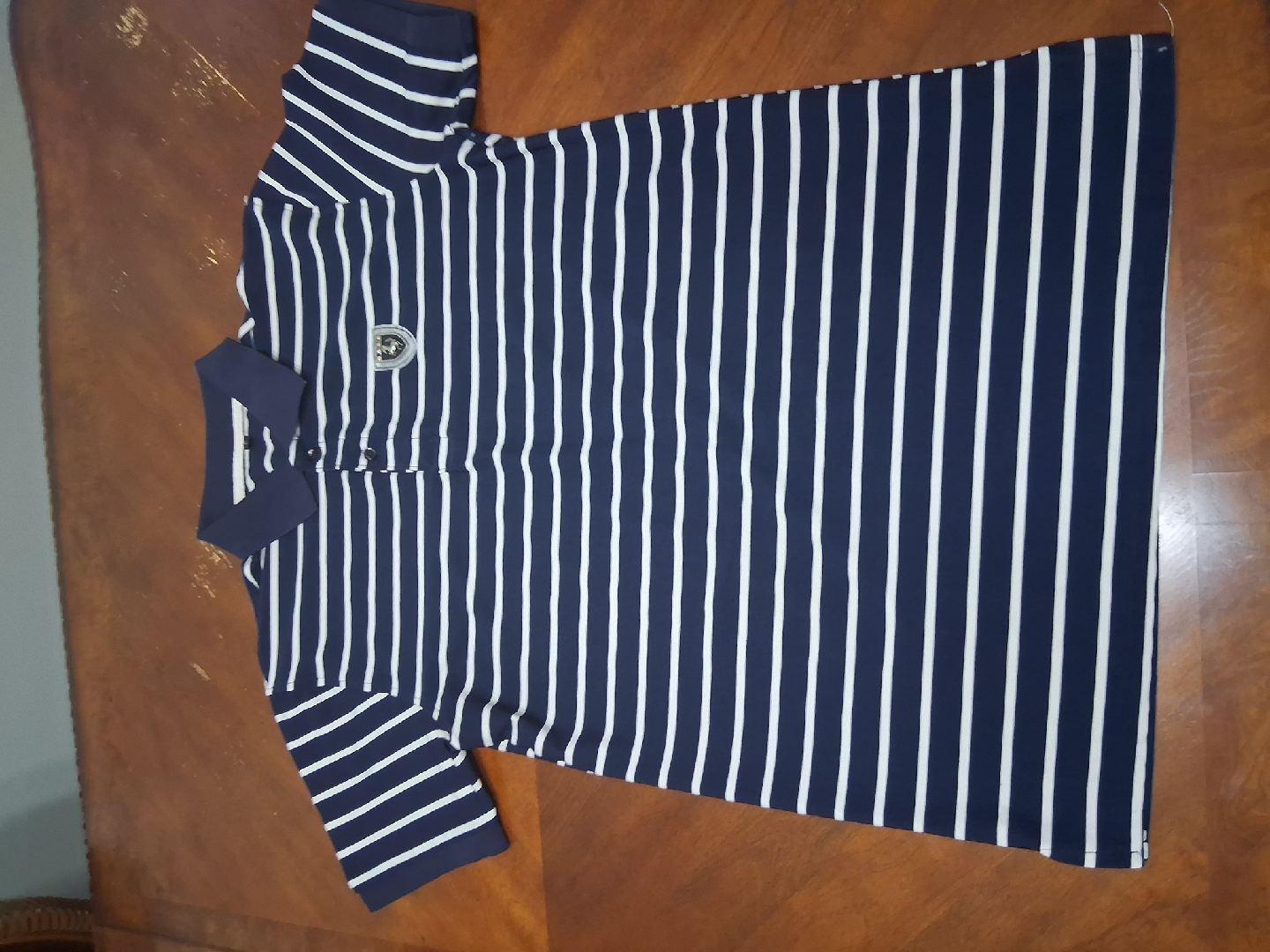 Striped Polo Shirt - Navy & White - photo 3