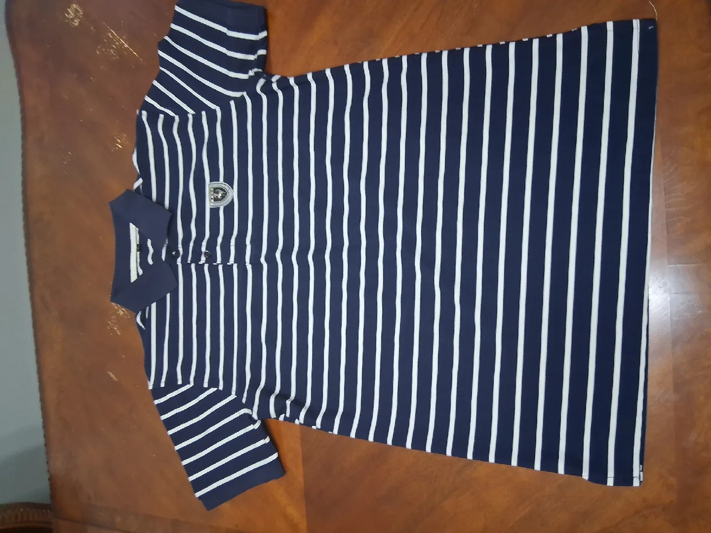 Striped Polo Shirt - Navy & White image indicator(2)