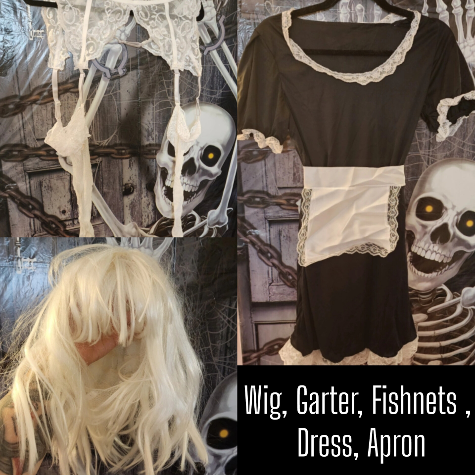 halloween Maid costume , fishnets and garters HALLOWEEN