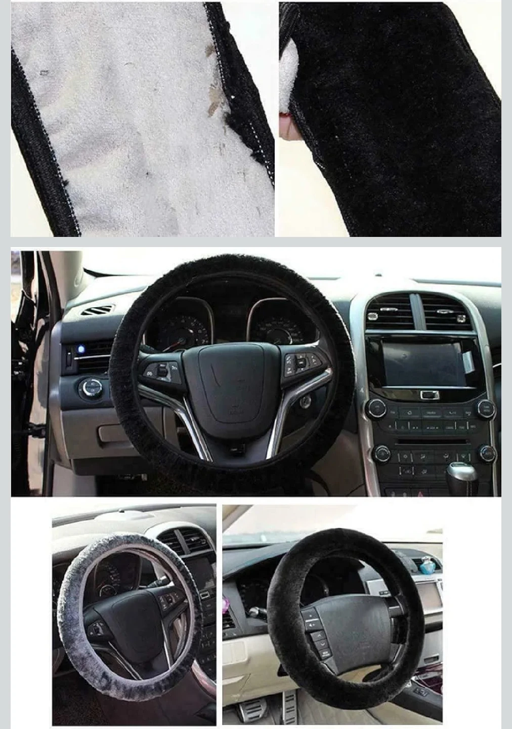 Black Plush Car Steering Wheel Cover - photo 4