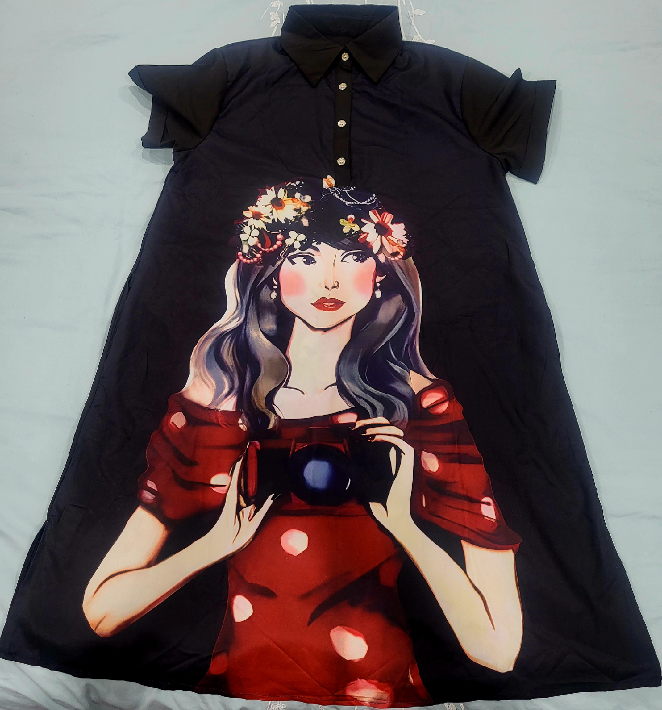 Black Dress with Woman Print