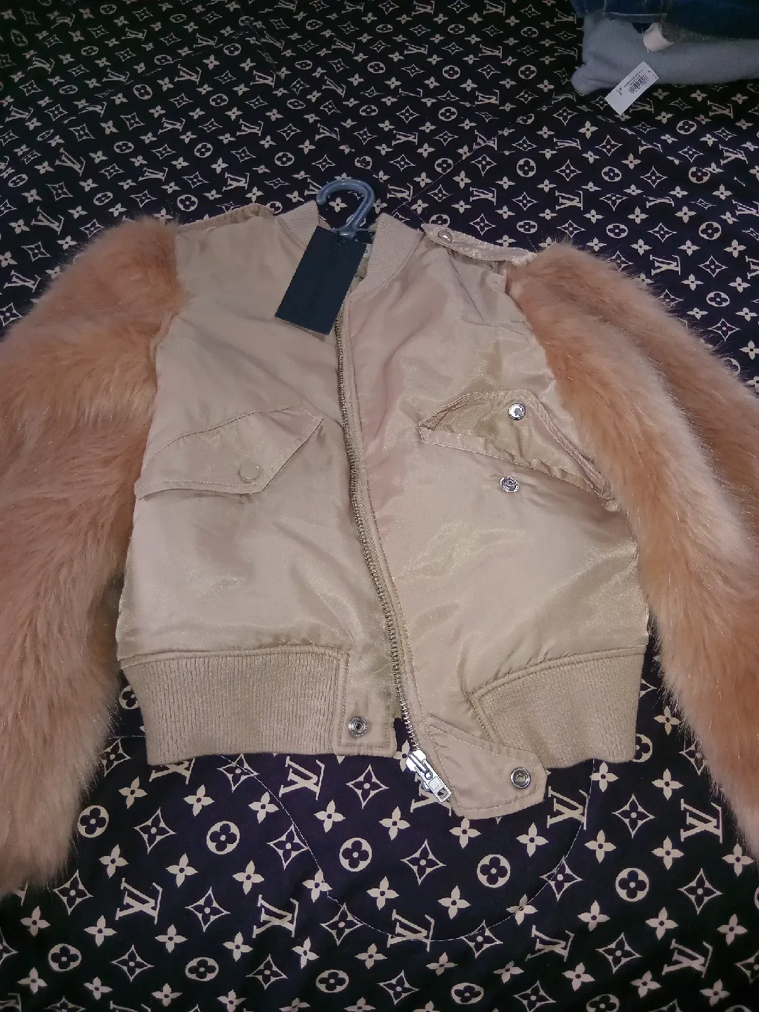 Kendall + Kylie Fur Sleeve Bomber Jacket image indicator(4)