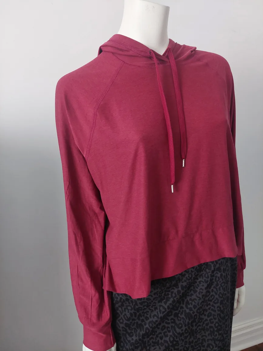 Burgundy Long Sleeve Cropped Hoodie image indicator(4)