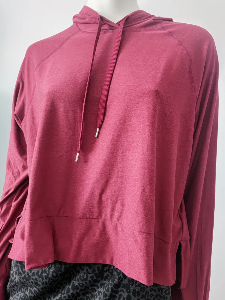 Burgundy Long Sleeve Cropped Hoodie image indicator(5)