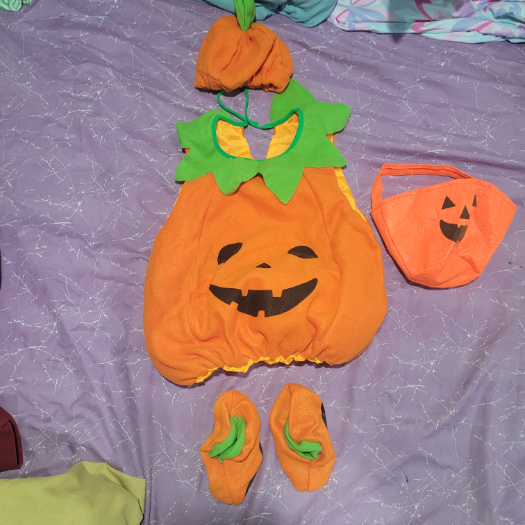 Pumpkin Halloween Costume with Hat and Bag