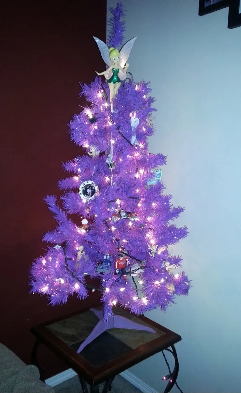 4 Foot Purple Artificial Christmas Tree with Pre-Strung Lights image indicator(2)
