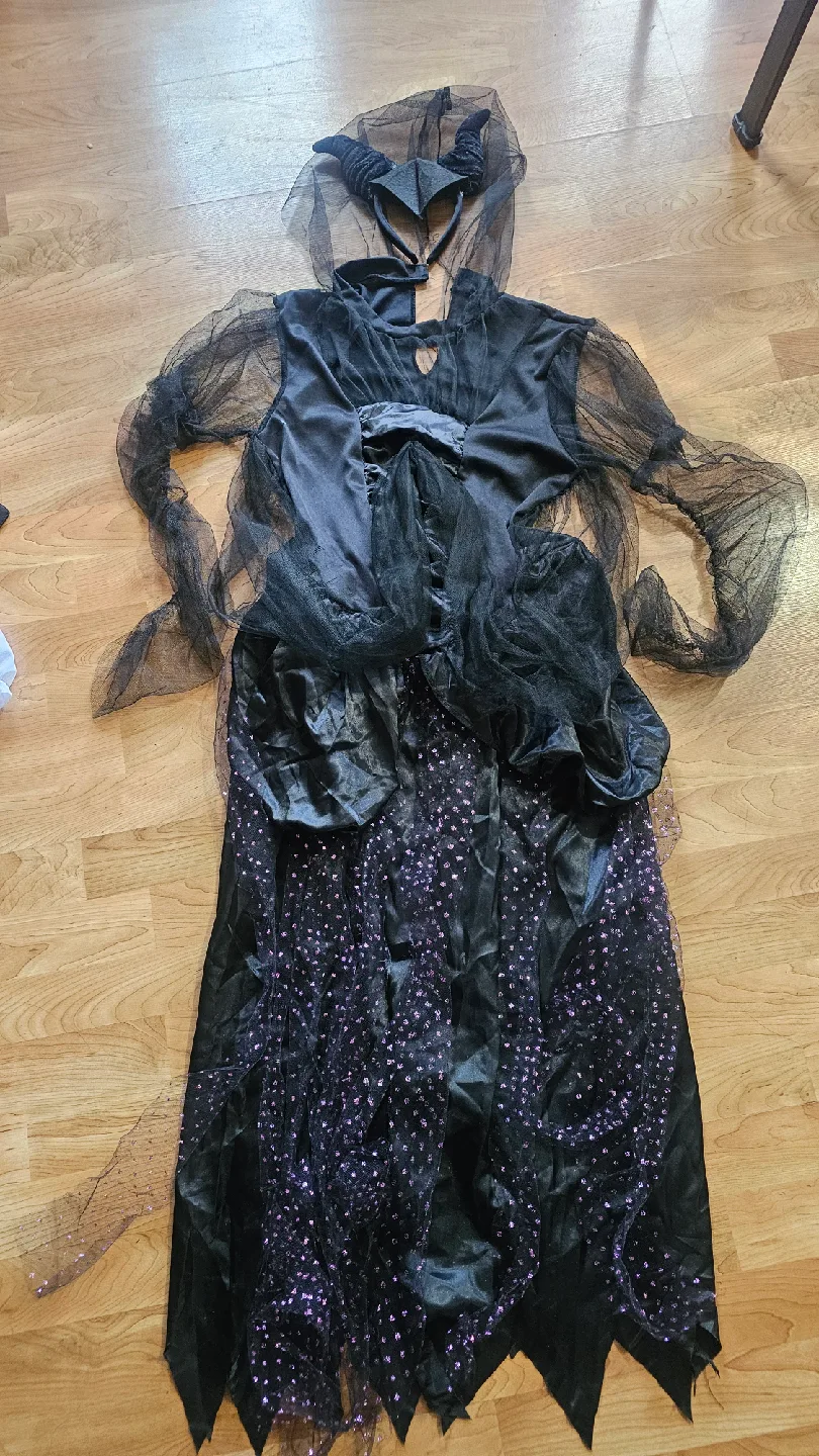 Womans Black Witch Costume with Headband thumbnail