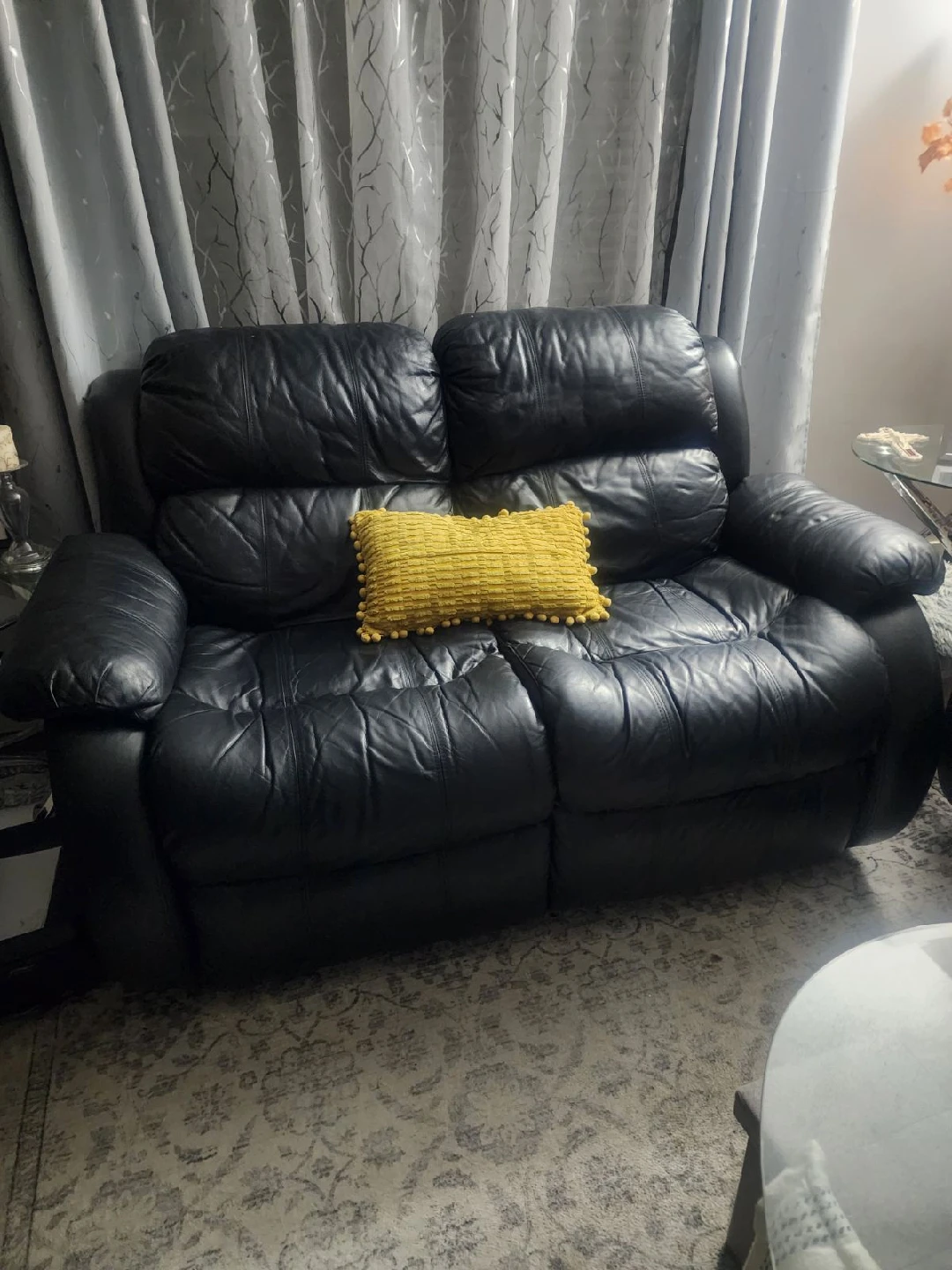 Black Leather Reclining Sofa Set - photo 3