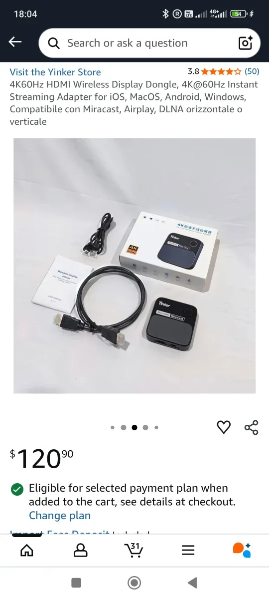 Yinker 4K@60Hz HDMI Wireless Display Dongle - New image indicator(4)