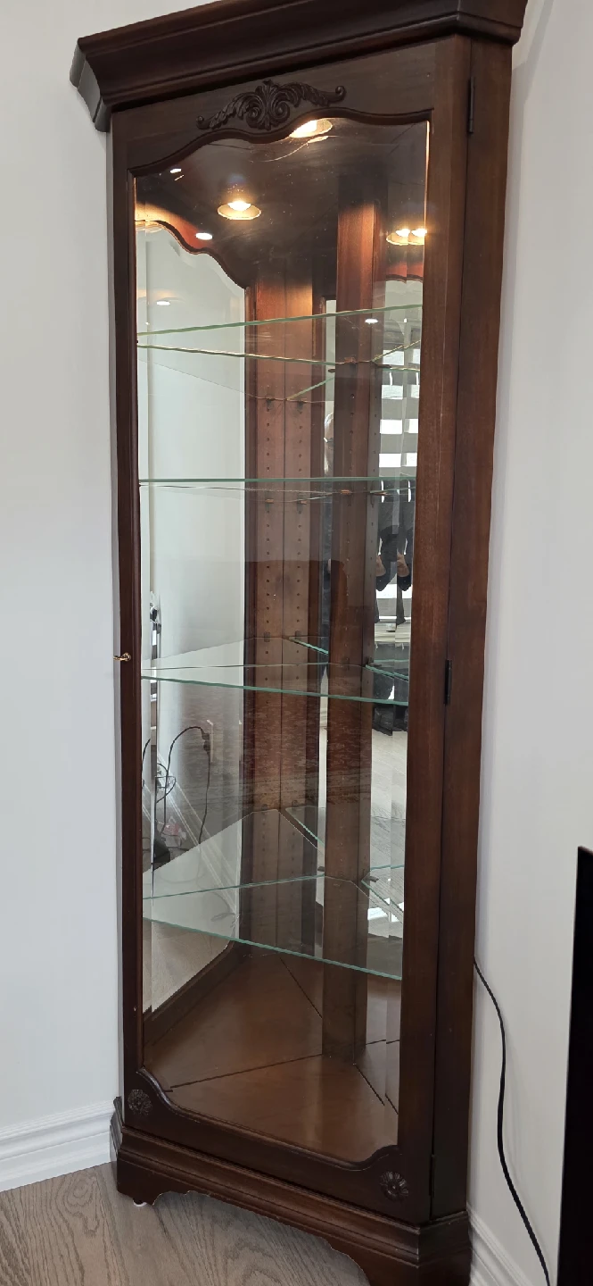 Corner Curio Cabinet - Dark Wood Finish - photo 2