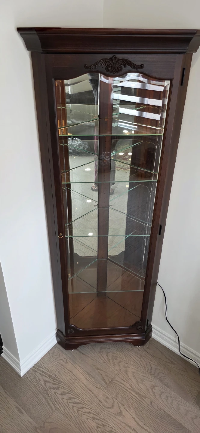 Corner Curio Cabinet - Dark Wood Finish - photo 3