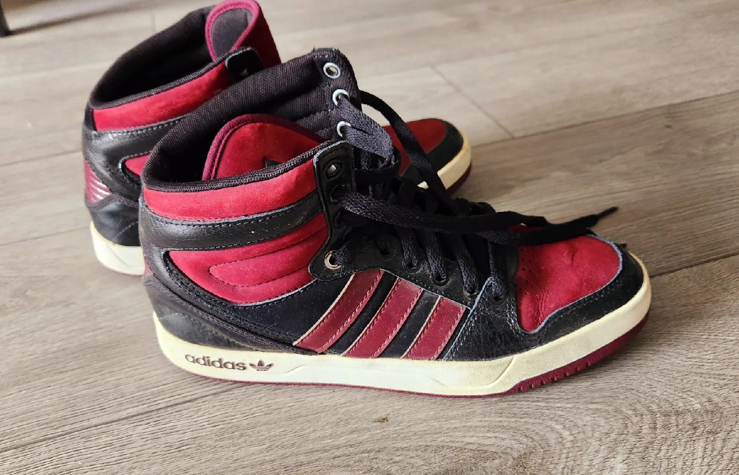 Adidas High Top Sneakers - Maroon & Black image indicator(3)
