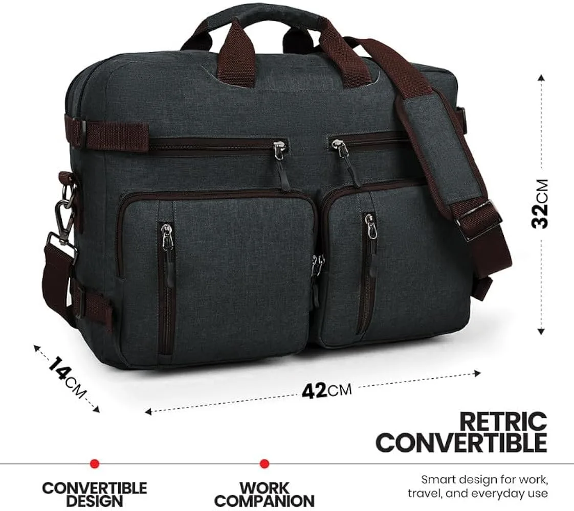 FATMUG Men Laptop Bag Convertible Backpack - Dark Grey image indicator(2)