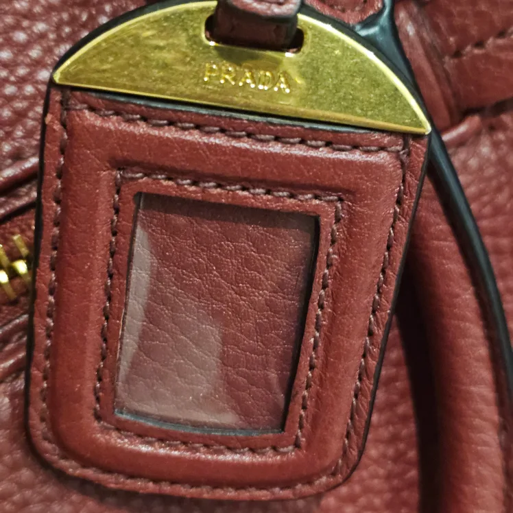 Prada Milano Leather Tote Bag - Burgundy image indicator(7)