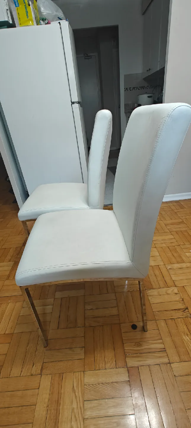 White Leather Dining Chairs (Set of 2) image indicator(2)