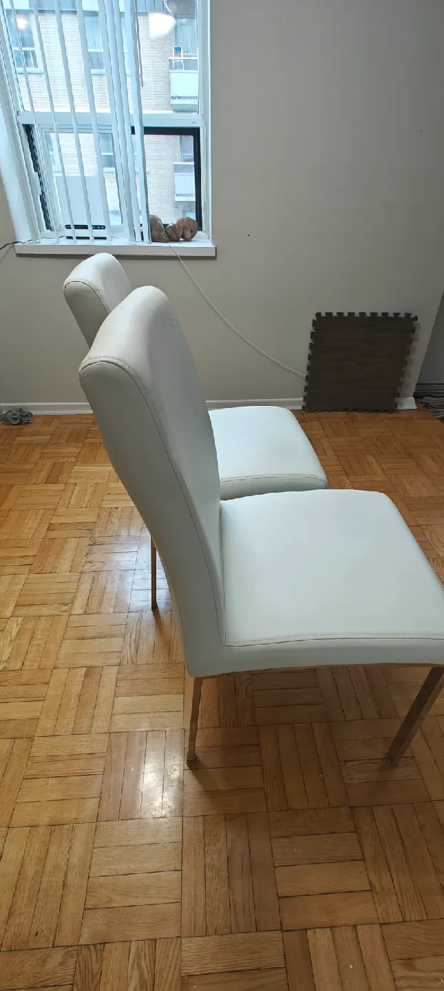 White Leather Dining Chairs (Set of 2) image indicator(3)