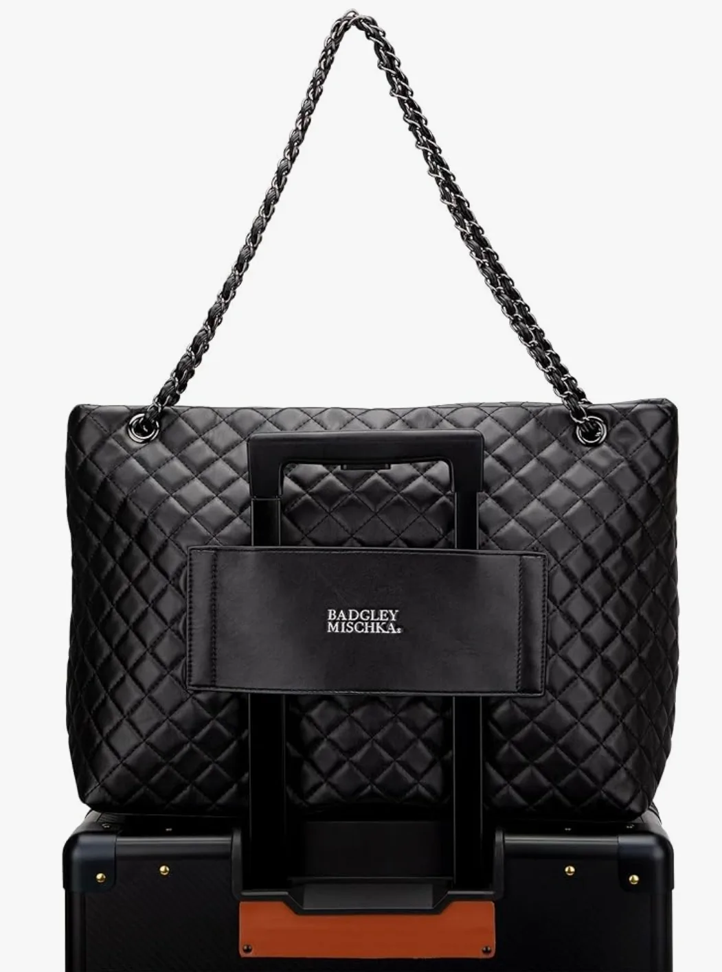 Badgley Mischka Black Quilted Tote Bag image indicator(2)