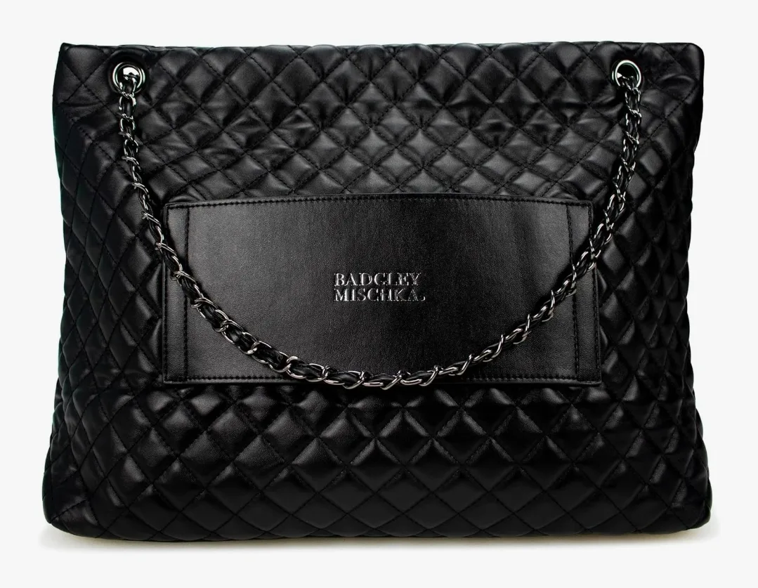 Badgley Mischka Black Quilted Tote Bag image indicator(4)