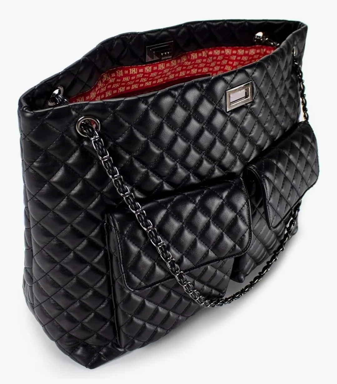 Badgley Mischka Black Quilted Tote Bag image indicator(5)