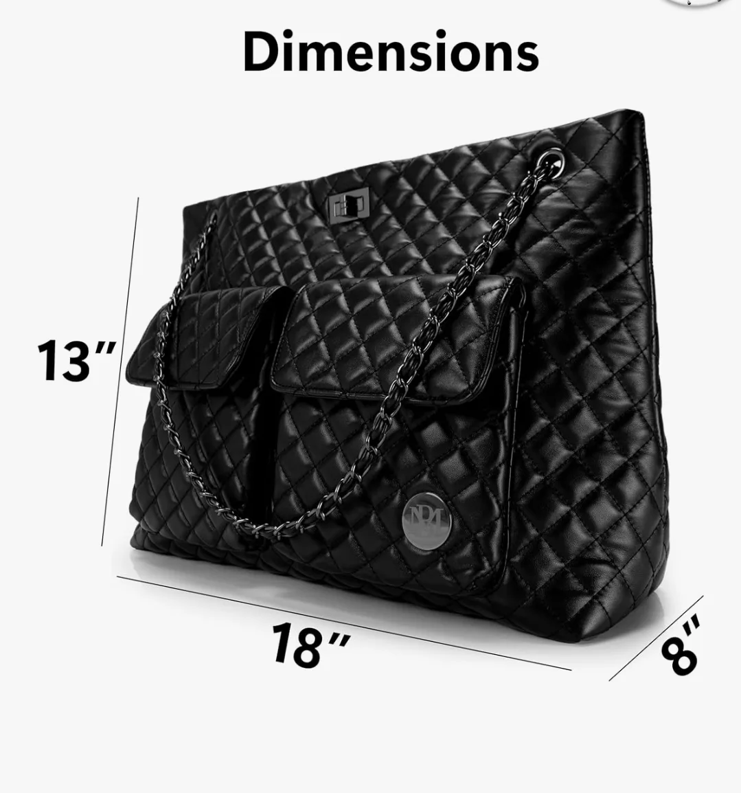 Badgley Mischka Black Quilted Tote Bag image indicator(7)