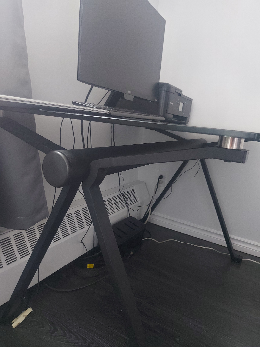 Black Glass Top Computer Desk - photo 2