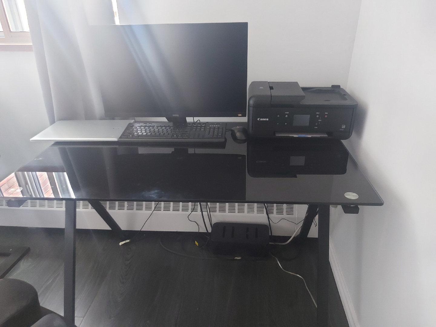 Black Glass Top Computer Desk - photo 3