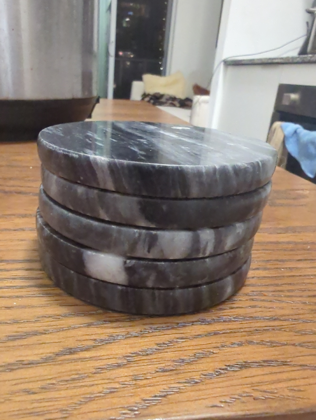 Set of 5 Black Marble Stone Coasters - photo 2