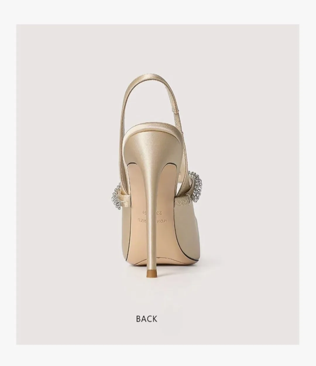 Champagne High Heel Slingbacks with Rhinestone Strap image indicator(4)