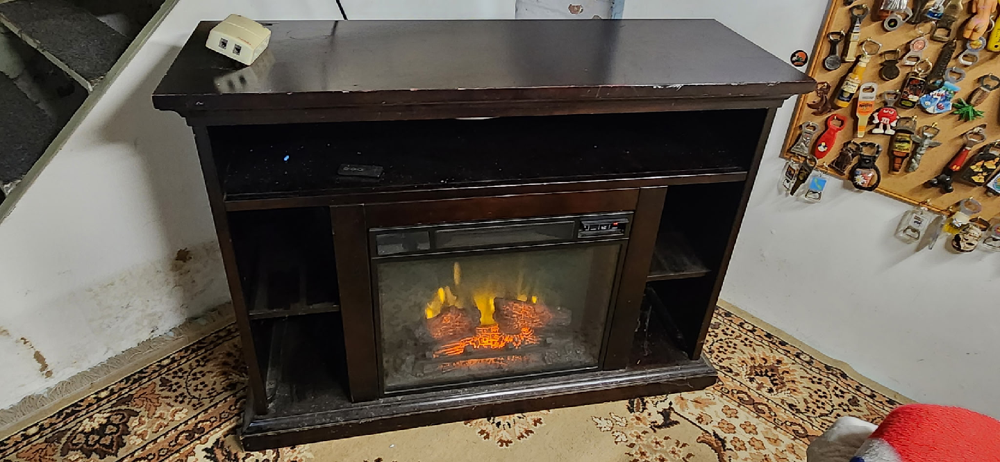 Dark Brown Fireplace TV Stand - photo 2