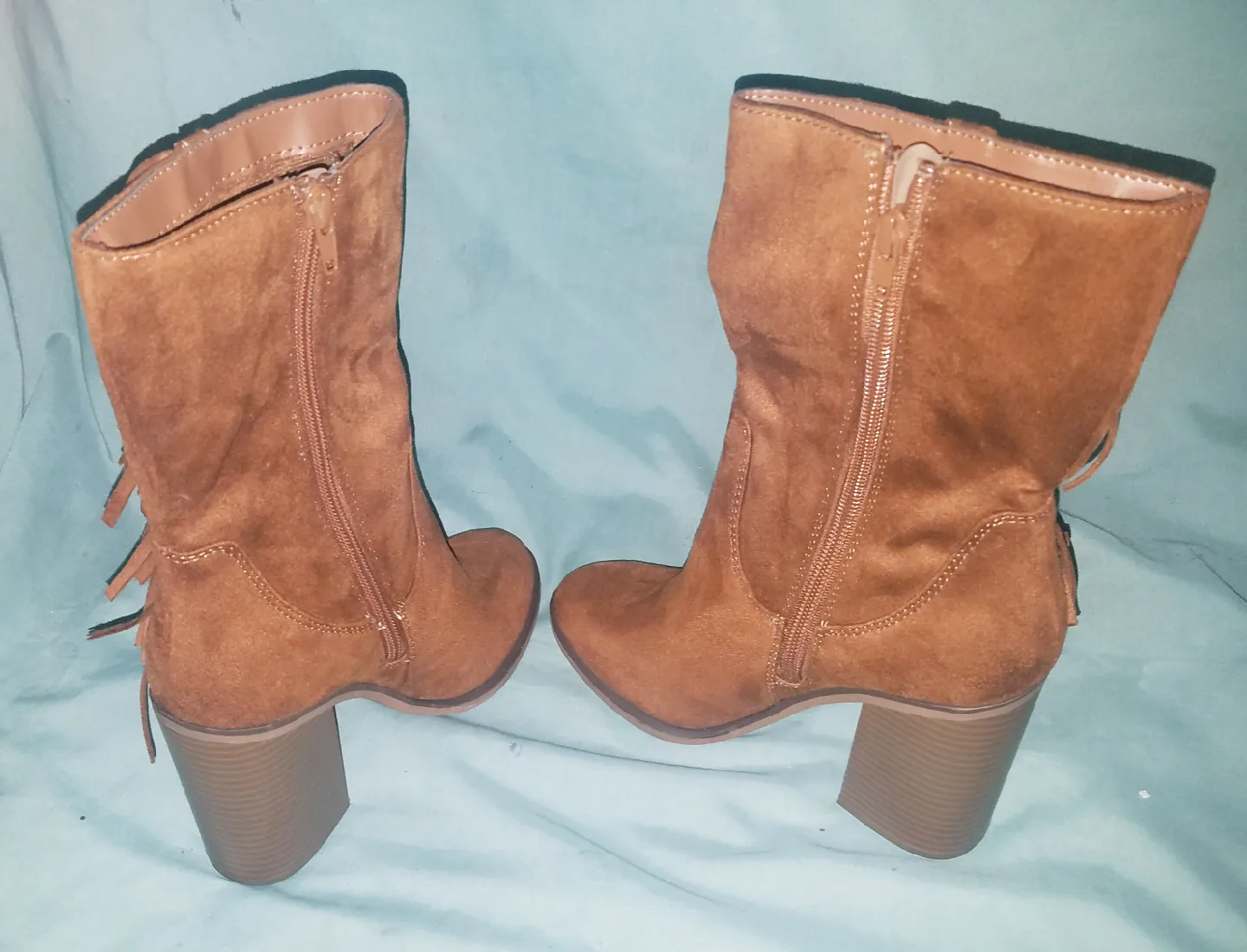 Faux Suede Western Fringed Zip Up Boots  Size 5.5 Never Worn image indicator(4)