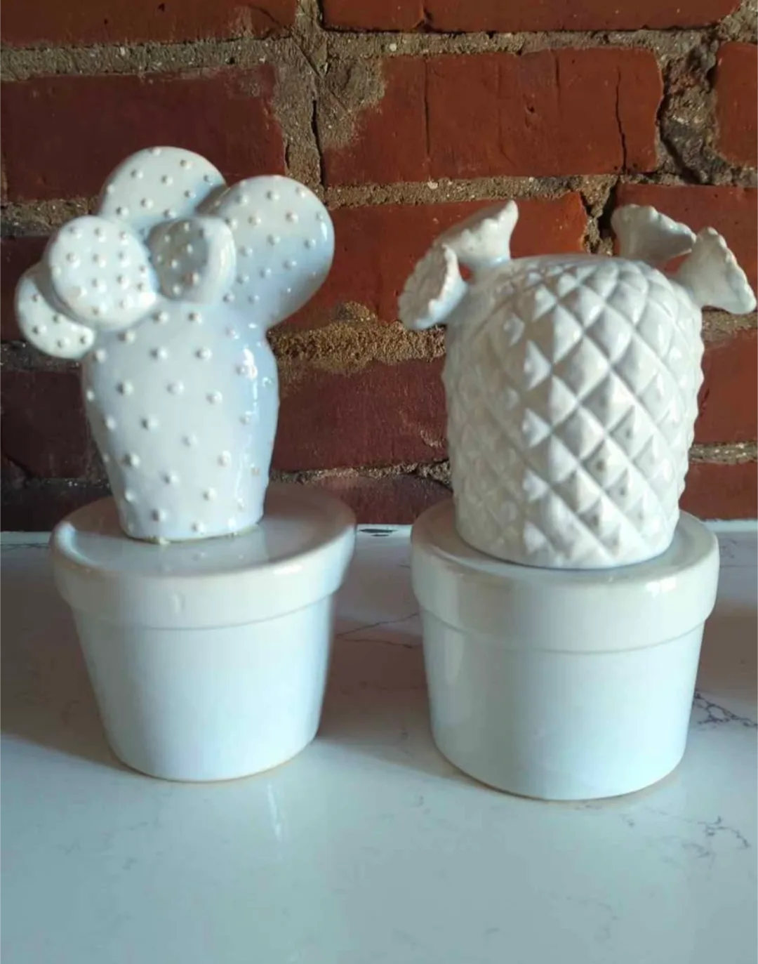 White Ceramic Cactus & Pineapple Decor 🥕 thumbnail