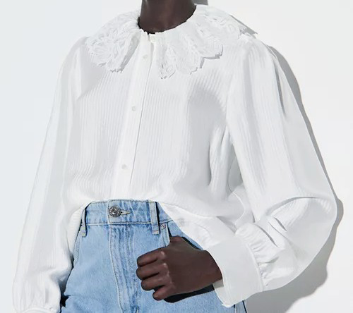 BNWT Sandro White silk lace collar shirt - photo 2