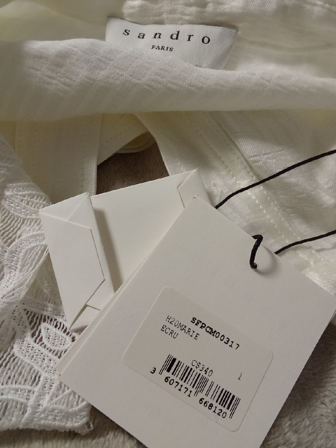 BNWT Sandro White silk lace collar shirt - photo 5