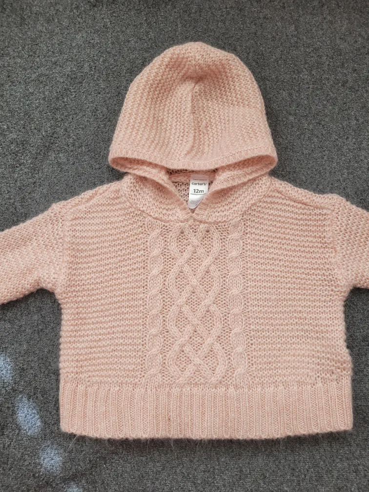 Carter's 12m Pink Knit Hoodie image indicator(3)