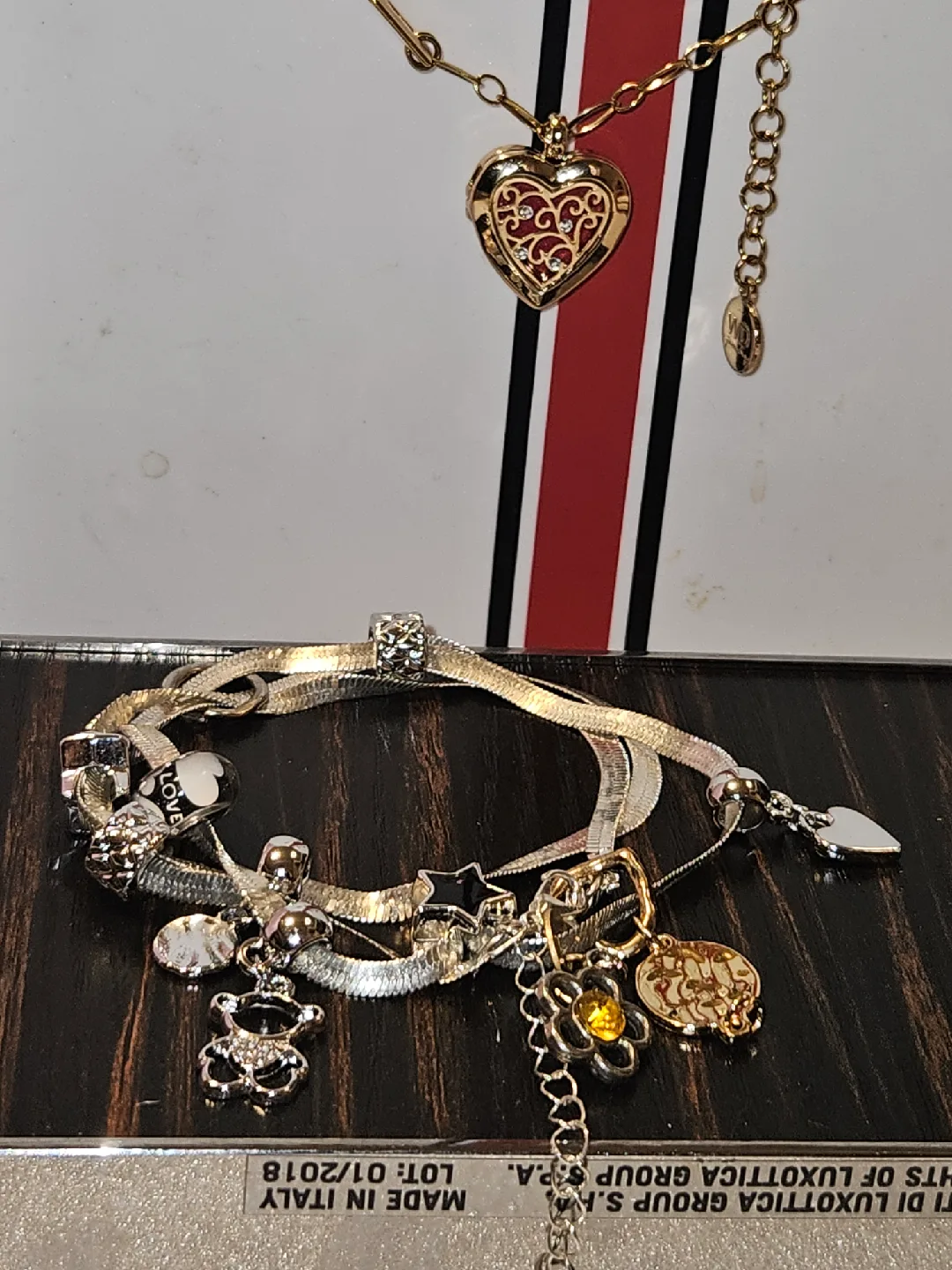 WP Jewelry Gold Heart Locket Necklace & Charm Bracelet image indicator(9)