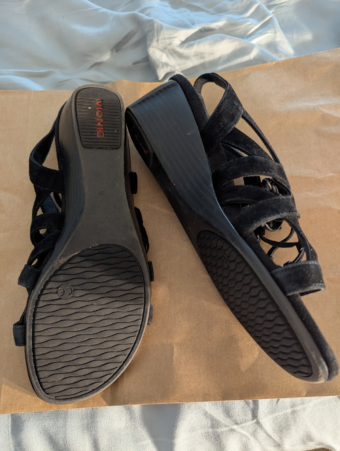 Vionic Black Suede Wedge Sandals Size 8 - photo 2