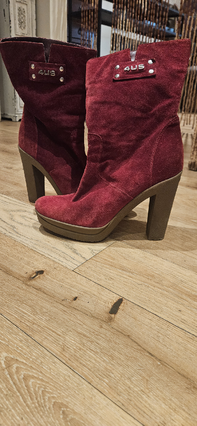 Cesare Paciotti 4US Burgundy Suede Boots