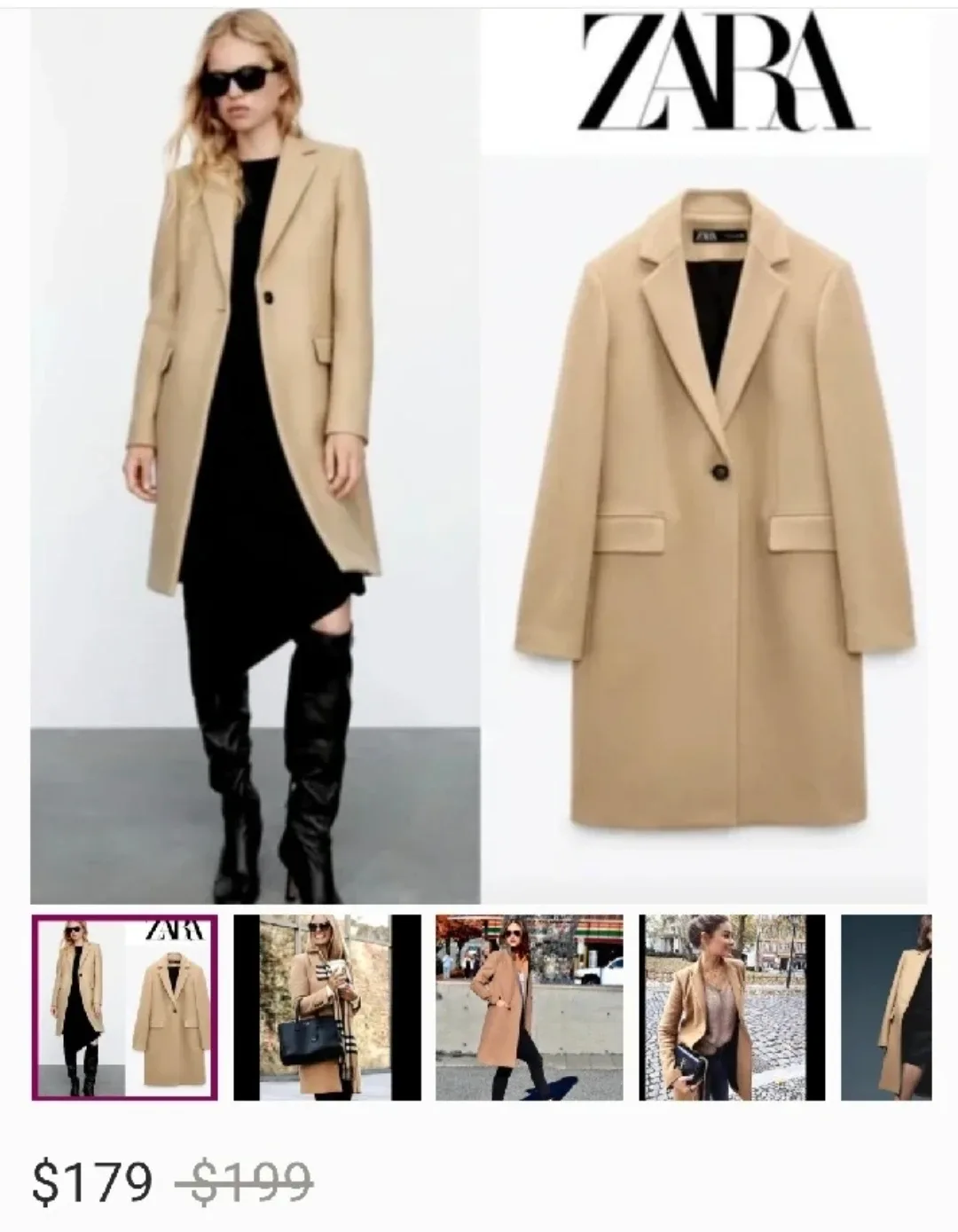 Zara Beige Coat - Size Small image indicator(2)