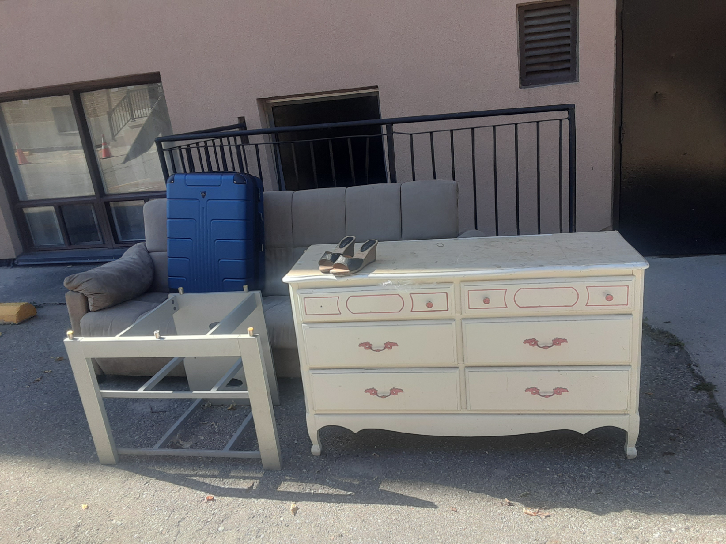 Dresser and vintage rocking horse, + more @outside