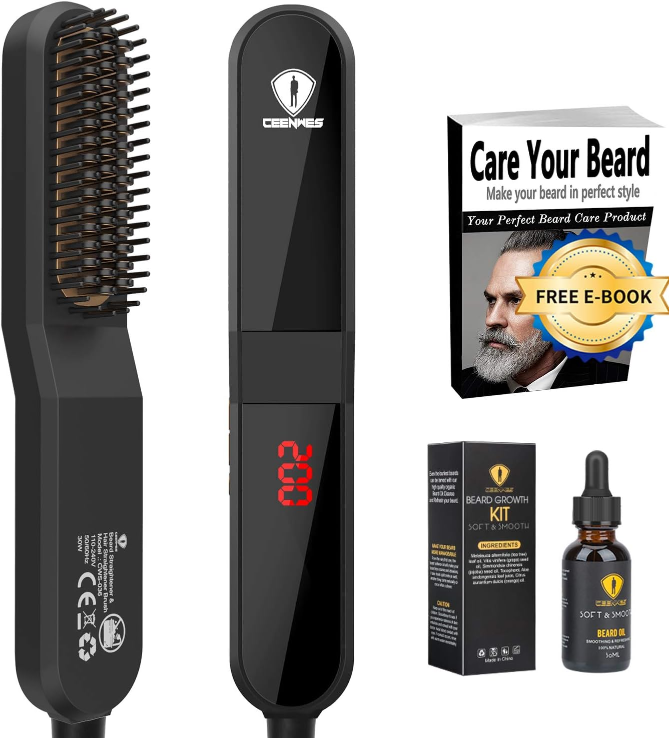 Beard Straightener with FREE Beard Oil Anti-Scald Beard