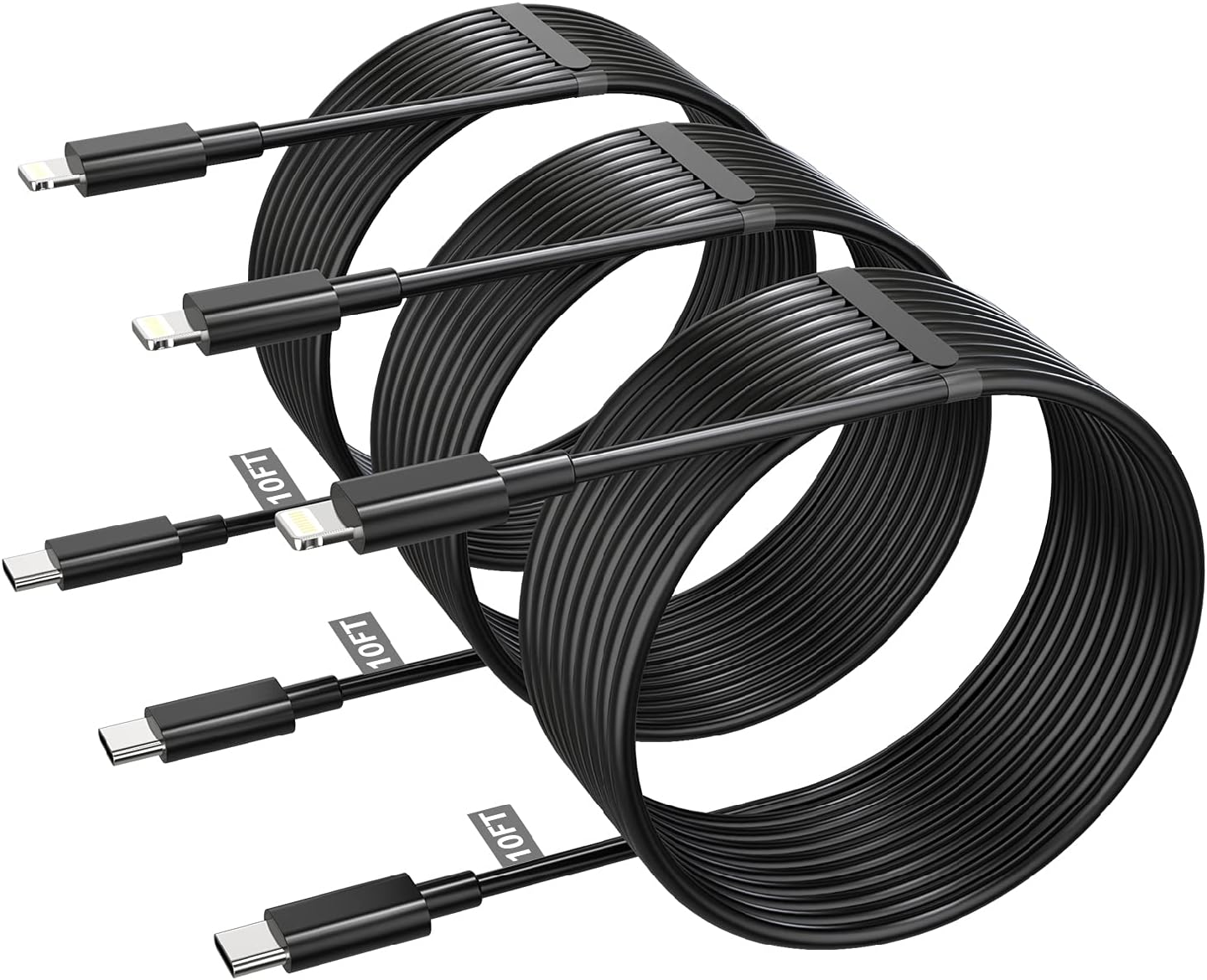 [Apple MFi Certified] USB C to Lightning Cable 10FT 3Pack