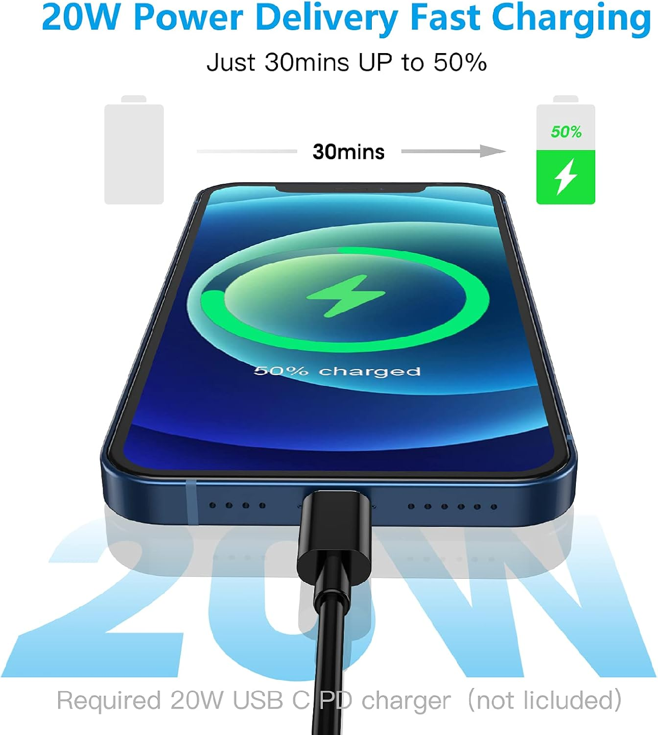 [Apple MFi Certified] USB C to Lightning Cable 10FT 3Pack - photo 2