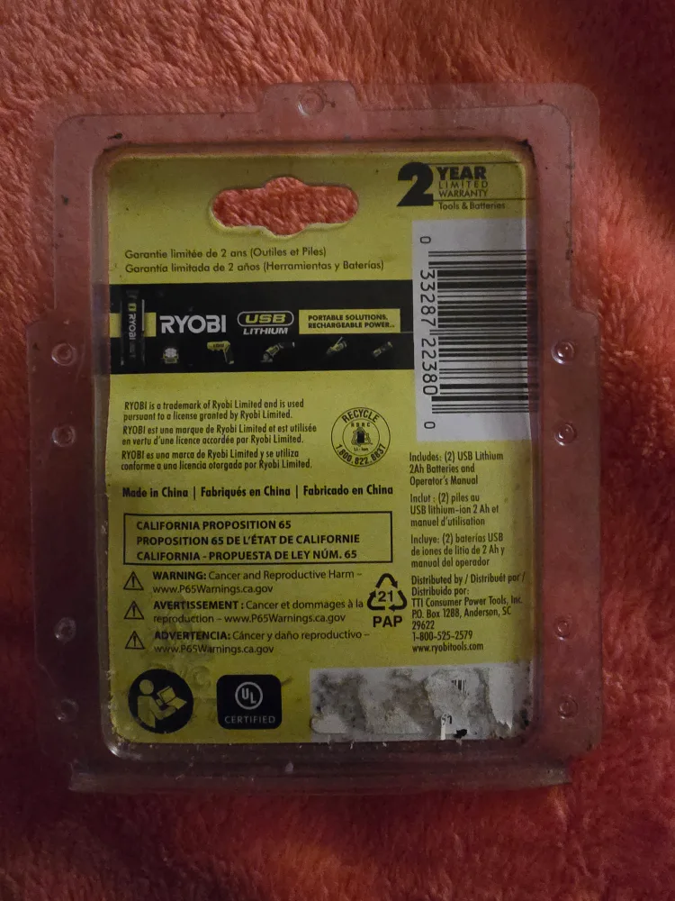 Ryobi USB Lithium 2Ah Rechargeable Batteries - New image indicator(2)