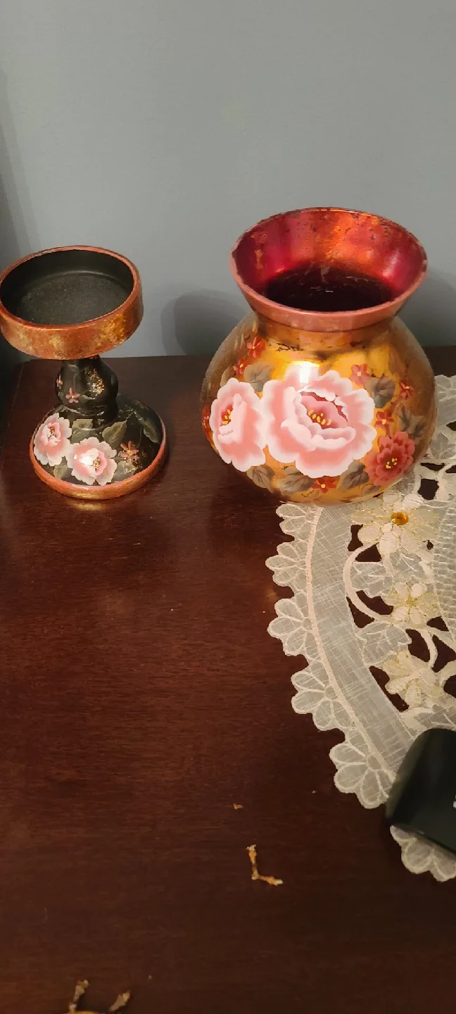 Hand Painted Floral Candle Holder image indicator(2)